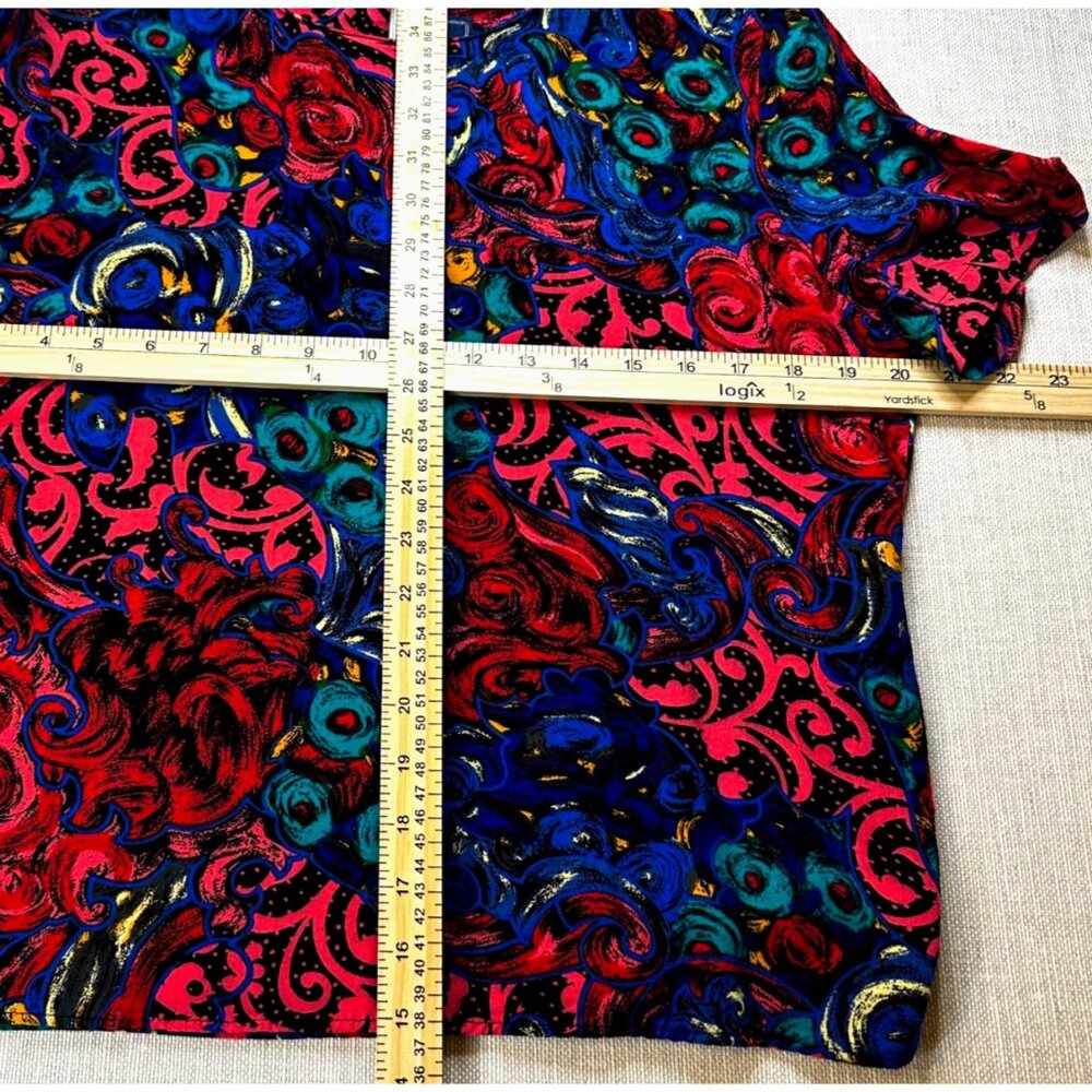 Vintage Norton McNaughton Petites 80's 90's Colorful Art-to-Wear Rayon Top Sz 14 - Picture 4 of 7